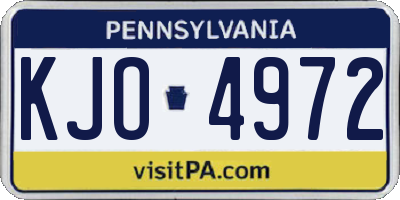 PA license plate KJO4972