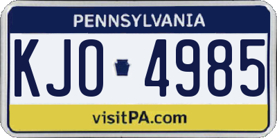 PA license plate KJO4985