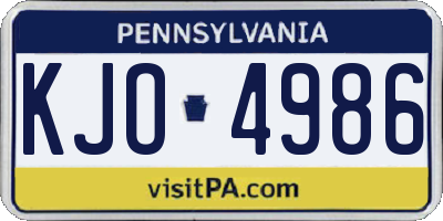 PA license plate KJO4986