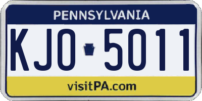 PA license plate KJO5011
