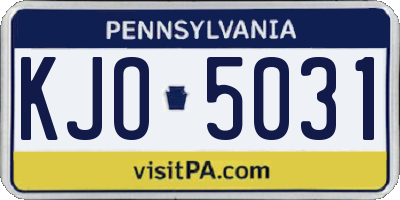 PA license plate KJO5031