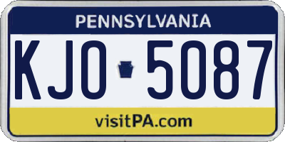 PA license plate KJO5087