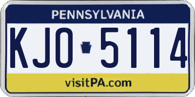 PA license plate KJO5114