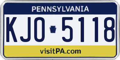 PA license plate KJO5118