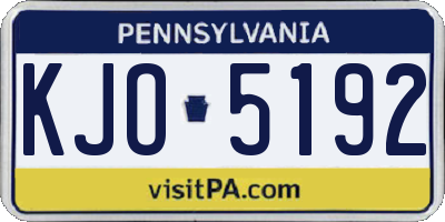 PA license plate KJO5192