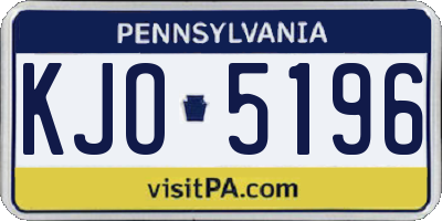 PA license plate KJO5196