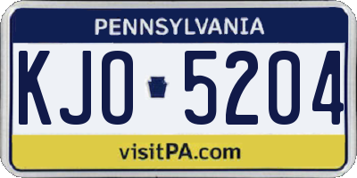 PA license plate KJO5204