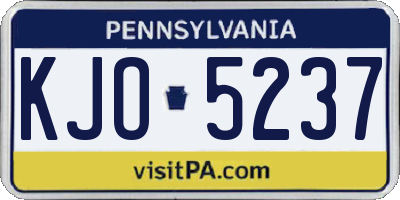 PA license plate KJO5237