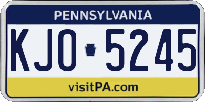 PA license plate KJO5245