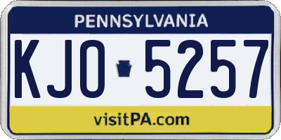 PA license plate KJO5257