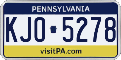 PA license plate KJO5278
