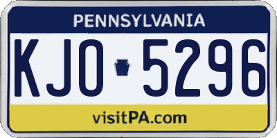 PA license plate KJO5296