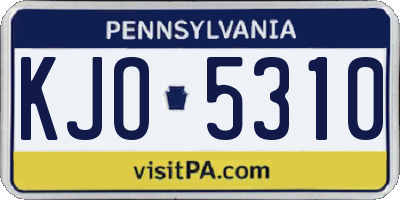 PA license plate KJO5310