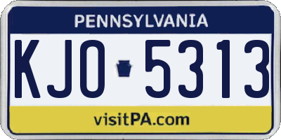 PA license plate KJO5313