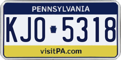PA license plate KJO5318