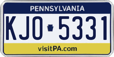 PA license plate KJO5331
