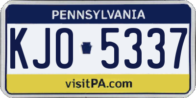 PA license plate KJO5337