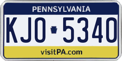 PA license plate KJO5340