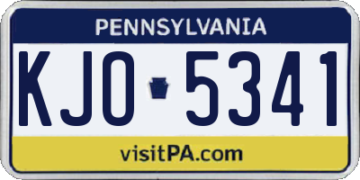 PA license plate KJO5341
