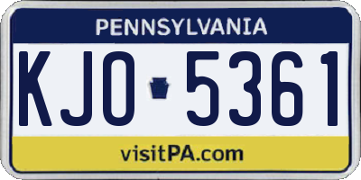 PA license plate KJO5361