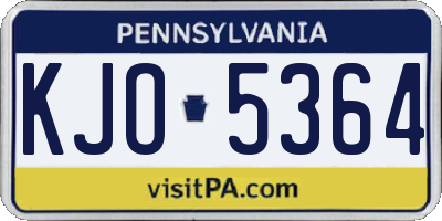 PA license plate KJO5364