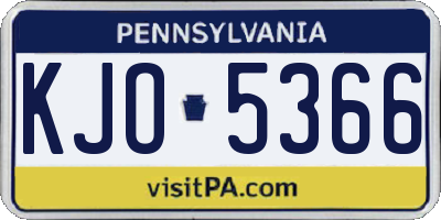 PA license plate KJO5366