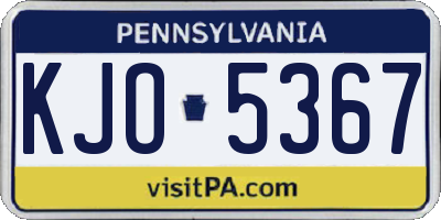 PA license plate KJO5367