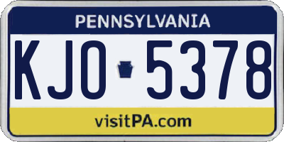 PA license plate KJO5378