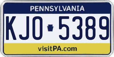PA license plate KJO5389
