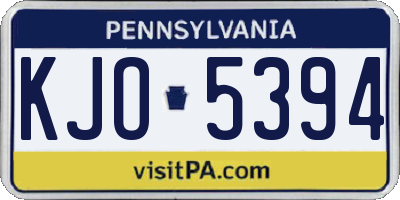 PA license plate KJO5394