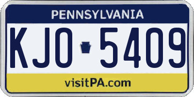 PA license plate KJO5409