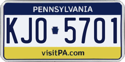 PA license plate KJO5701