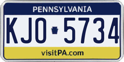 PA license plate KJO5734