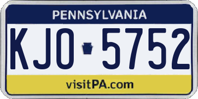PA license plate KJO5752