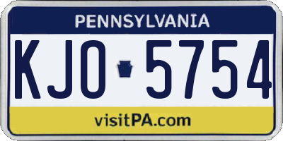 PA license plate KJO5754