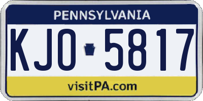 PA license plate KJO5817