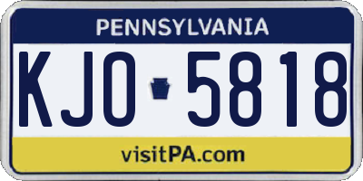 PA license plate KJO5818
