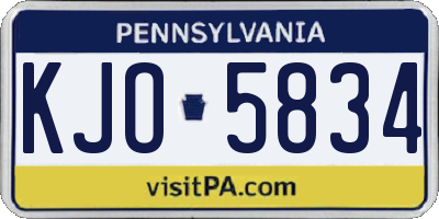 PA license plate KJO5834