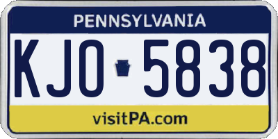 PA license plate KJO5838