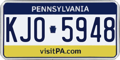 PA license plate KJO5948
