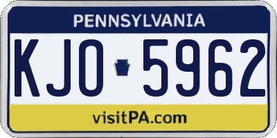 PA license plate KJO5962