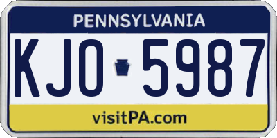 PA license plate KJO5987