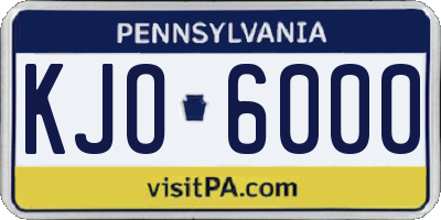 PA license plate KJO6000