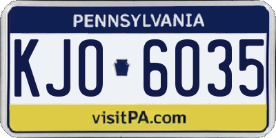 PA license plate KJO6035