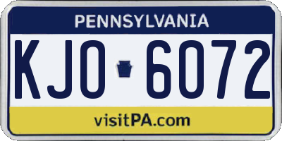 PA license plate KJO6072
