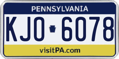 PA license plate KJO6078