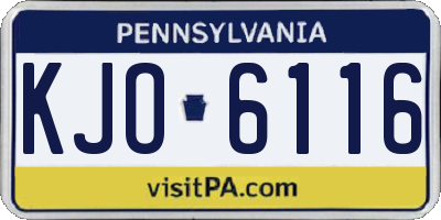 PA license plate KJO6116