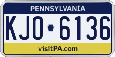 PA license plate KJO6136