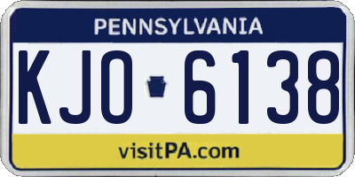 PA license plate KJO6138