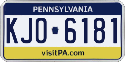 PA license plate KJO6181